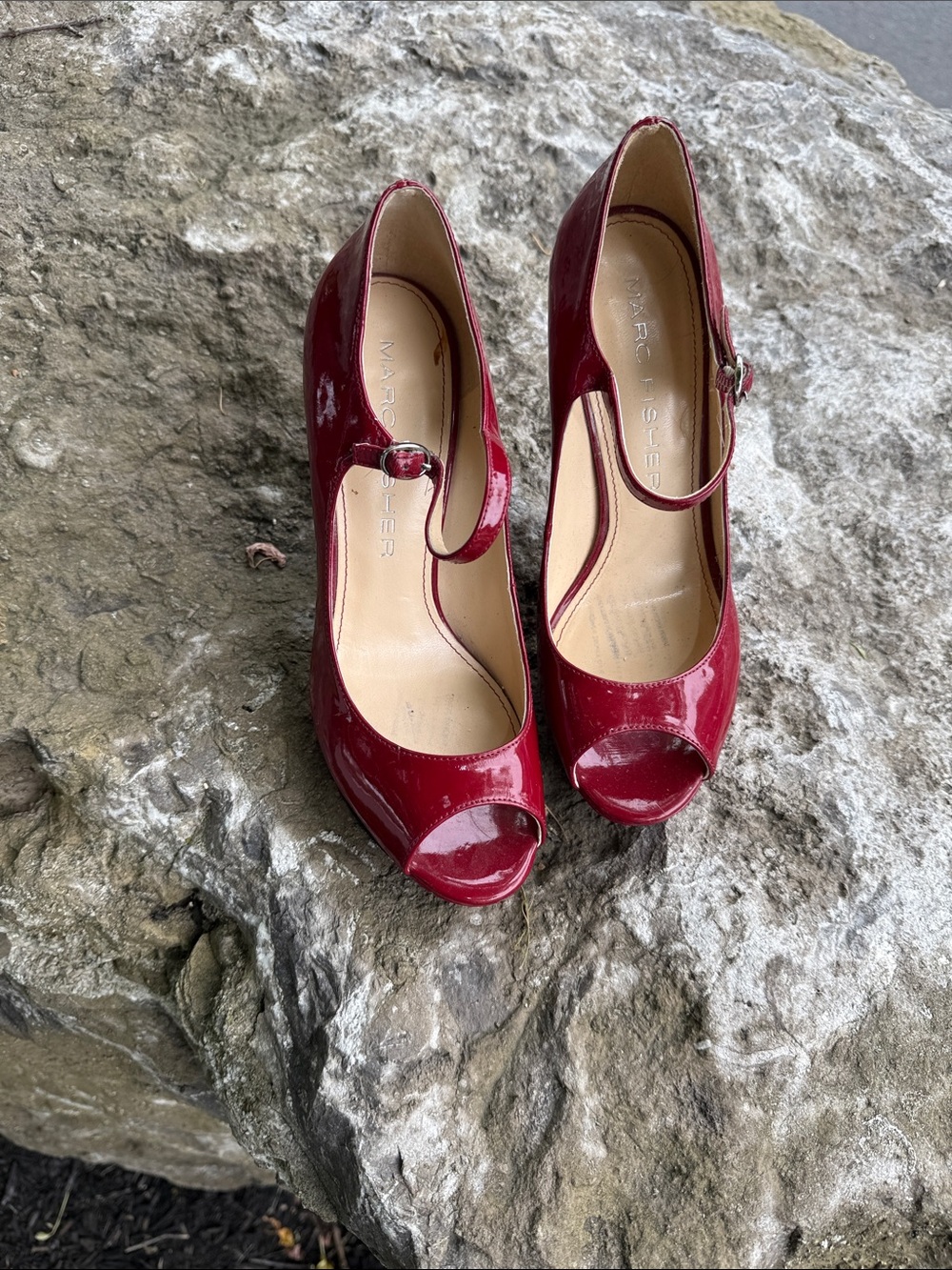 Marc Fisher Res Patent Peep-Toe Mary Jane Heels